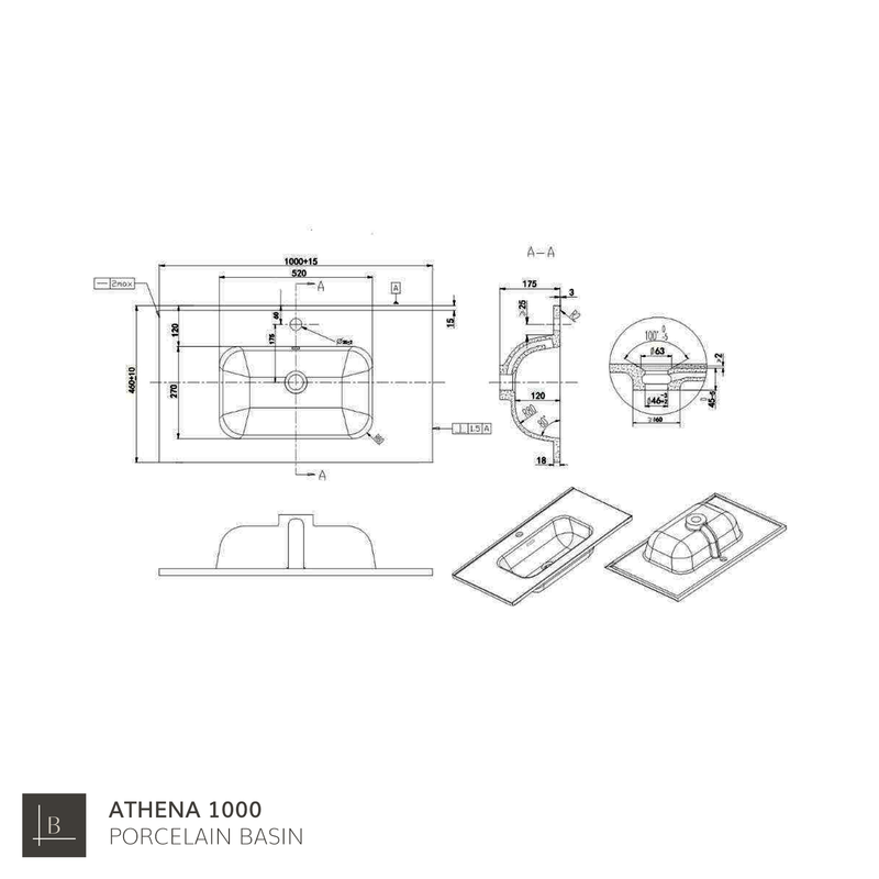 Banyetti Athena Porcelain Basin Sink - Gloss White