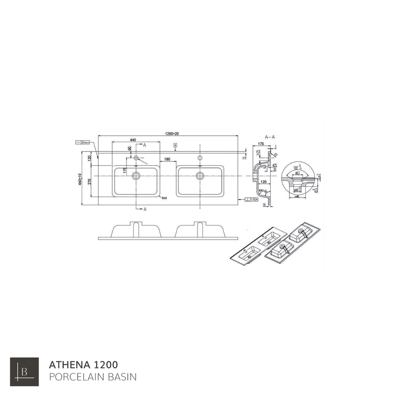 Banyetti Athena Porcelain Basin Sink - Gloss White