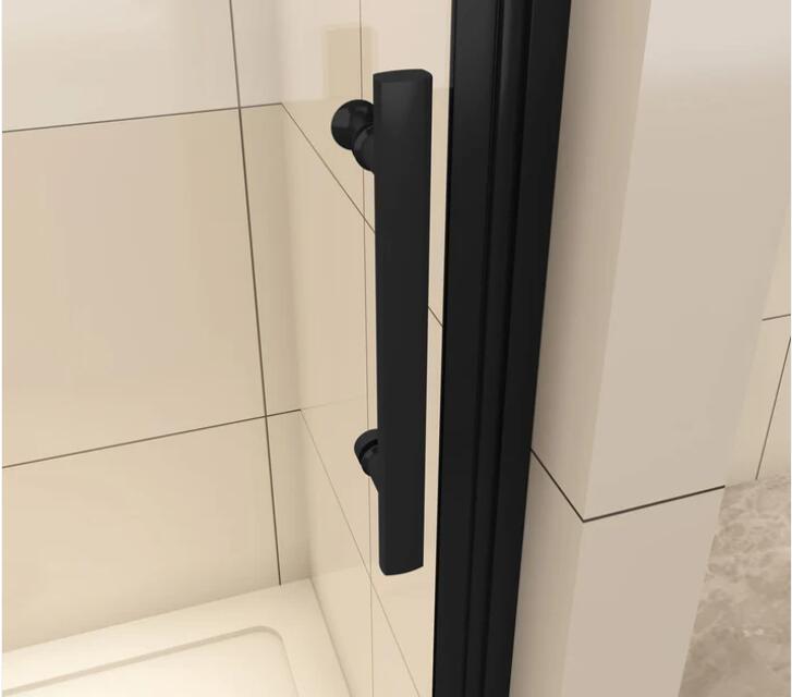 Linea 2 Black Frameless Bi Fold Shower Door 6mm Clear Glass - Select Size