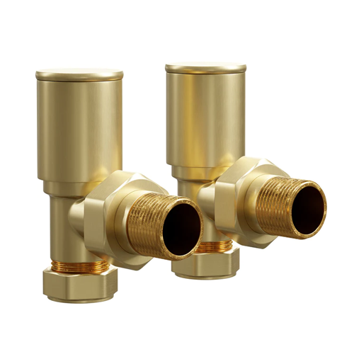 Banyetti Angled Radiator Valves - Brushed Brass