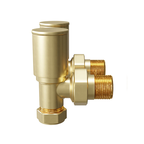 Banyetti Angled Radiator Valves - Brushed Brass