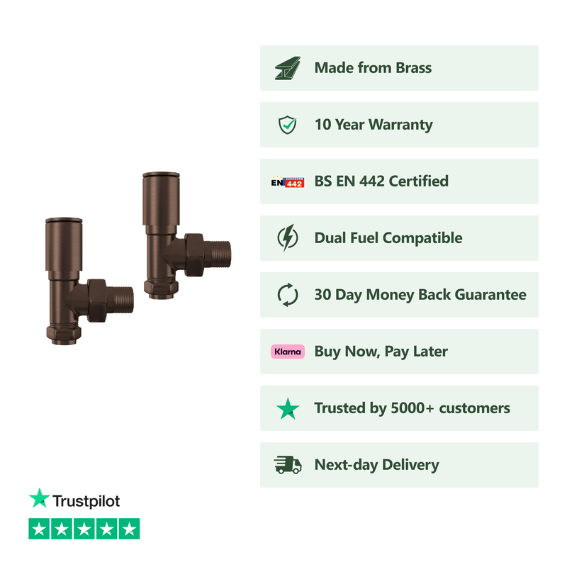 Banyetti Angled Radiator Valves - Brushed Bronze