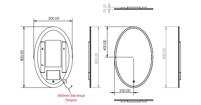 HIB Arena LED Large Oval Bathroom Mirror - Choose Size