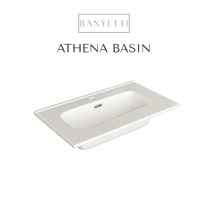 Banyetti Athena 600mm 1 Tap Hole Porcelain Basin - White