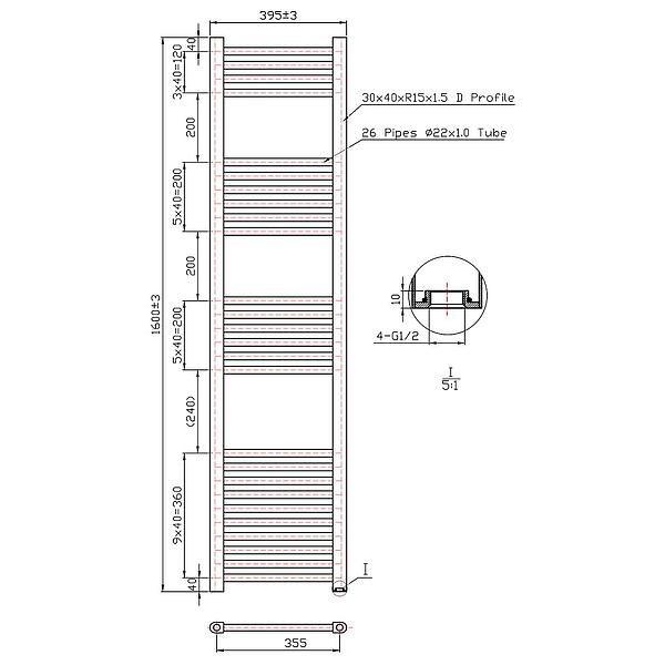 Banyetti Aureli Ladder Towel Rail Radiator - Chrome (Choose Size)
