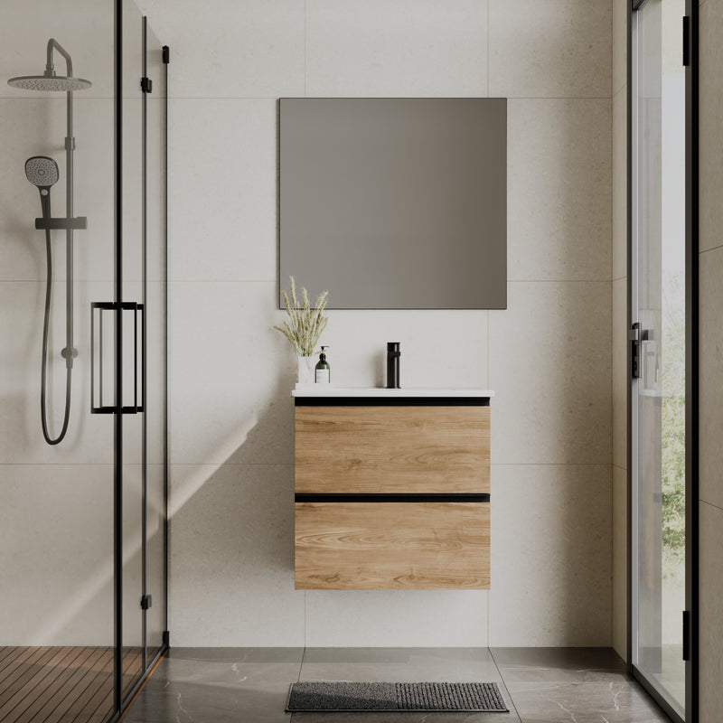Banyetti Akiro Wall Hung Vanity Unit with Athena Basin - 600mm Walnut