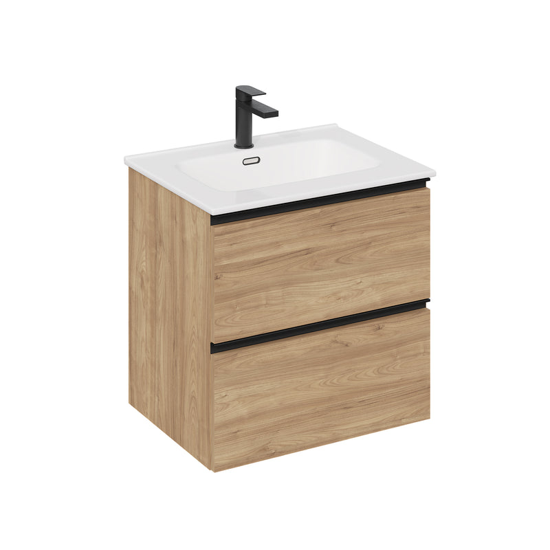 Banyetti Akiro Wall Hung Vanity Unit with Athena Basin - 600mm Walnut