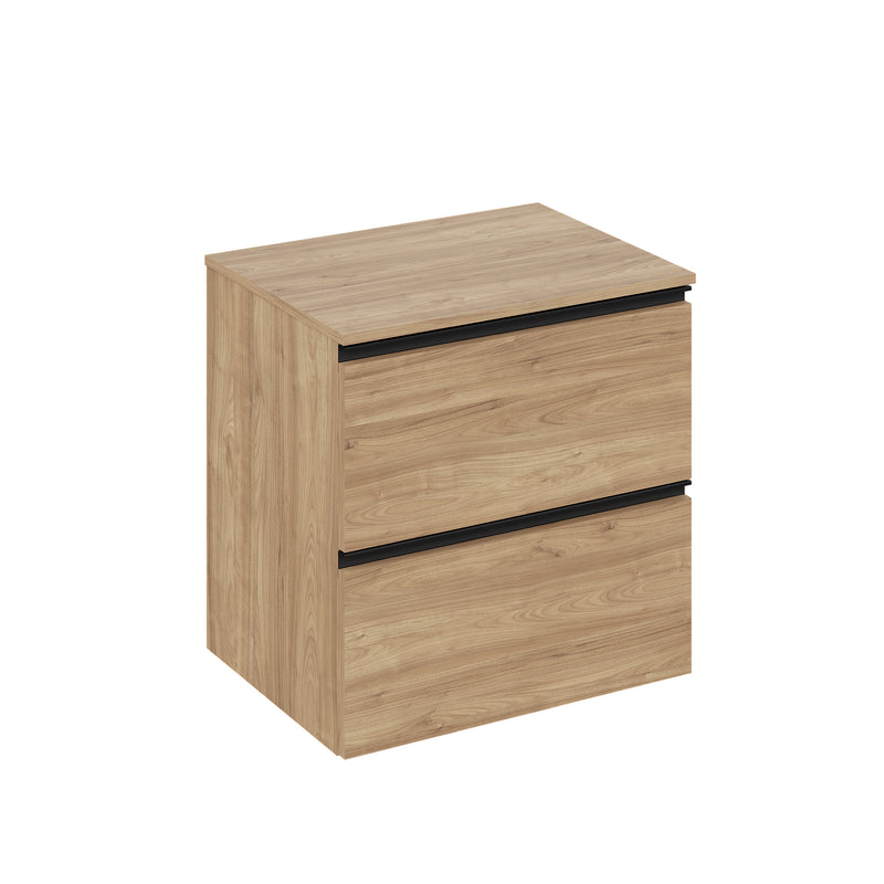 Banyetti Akiro Wall Hung Vanity Unit with Matching Worktop - 600mm Walnut