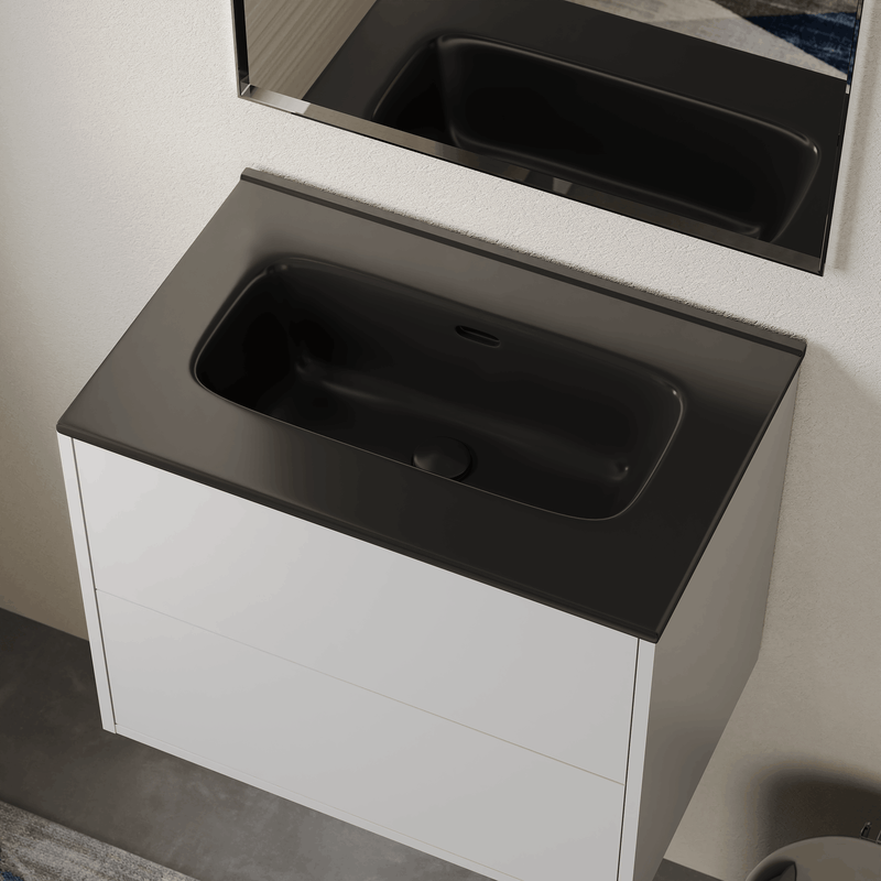 Banyetti Athena Ceramic No Tap Hole Basin Sink - Matt Black