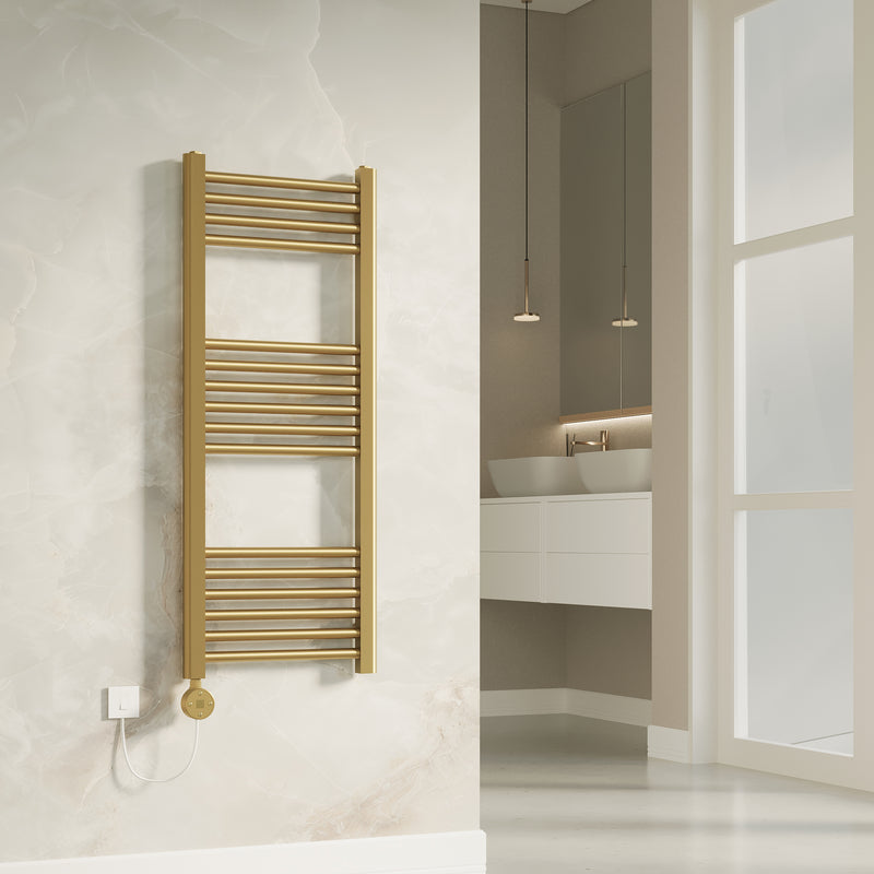 Banyetti Aureli Brushed Brass Electric Ladder Towel Rail Radiator - Various Sizes