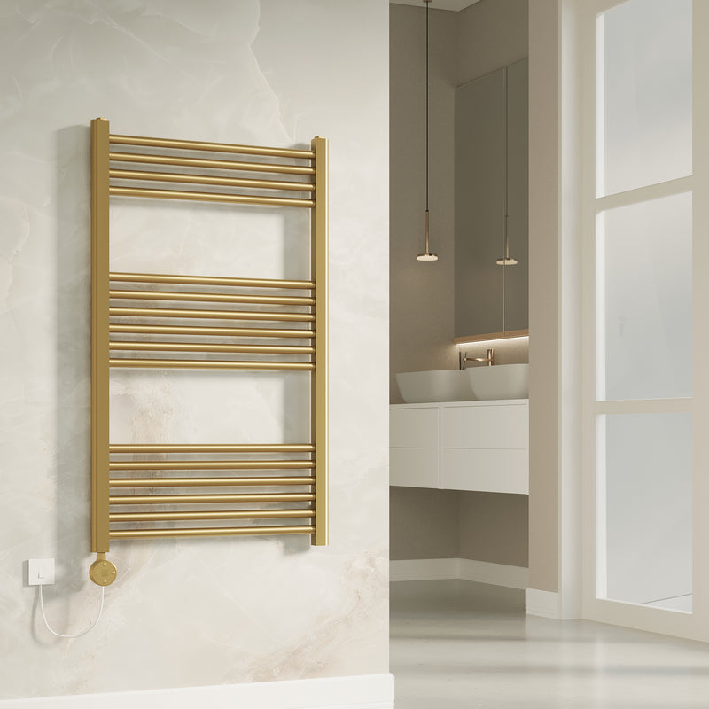Banyetti Aureli Brushed Brass Electric Ladder Towel Rail Radiator - Various Sizes