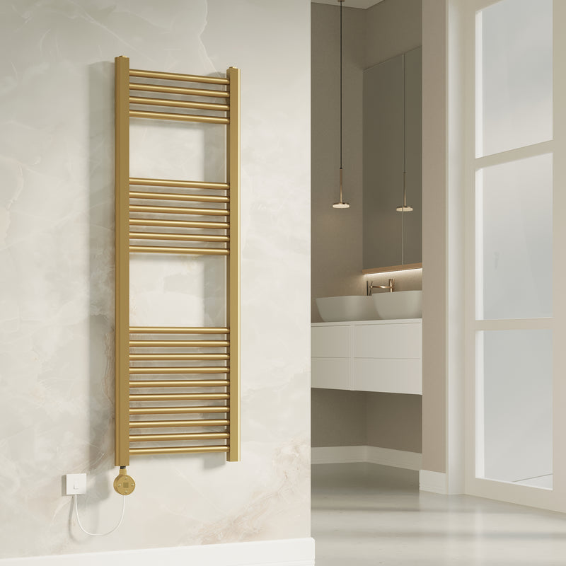 Banyetti Aureli Brushed Brass Electric Ladder Towel Rail Radiator - Various Sizes