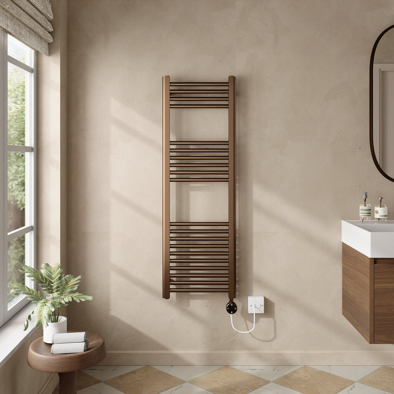 Banyetti Aureli Electric Ladder Towel Radiator - 1200 x 400mm Brushed Bronze