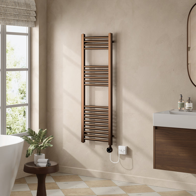 Banyetti Aureli Electric Ladder Towel Radiator - 1200 x 400mm Brushed Bronze