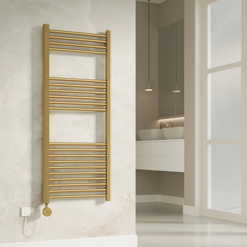 Banyetti Aureli Brushed Brass Electric Ladder Towel Rail Radiator - Various Sizes