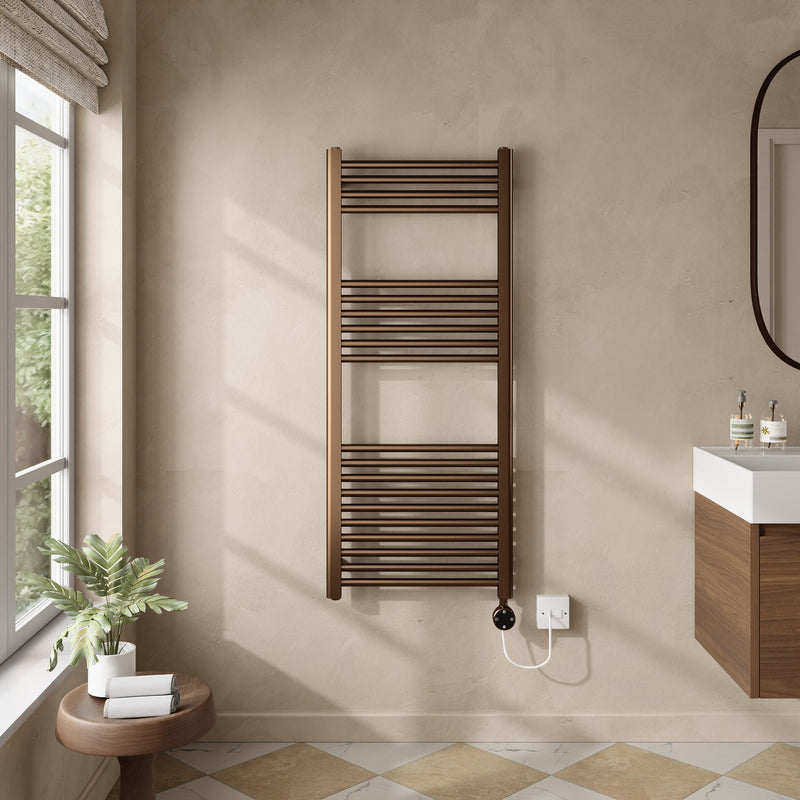 Banyetti Aureli Electric Ladder Towel Radiator - 1200 x 500mm Brushed Bronze