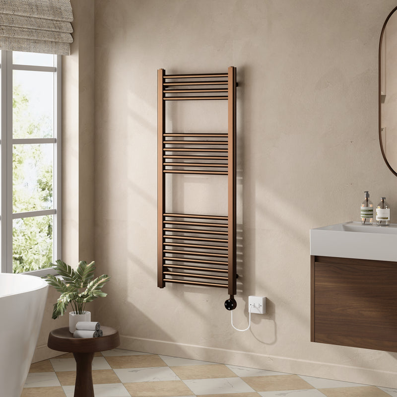Banyetti Aureli Electric Ladder Towel Radiator - 1200 x 500mm Brushed Bronze