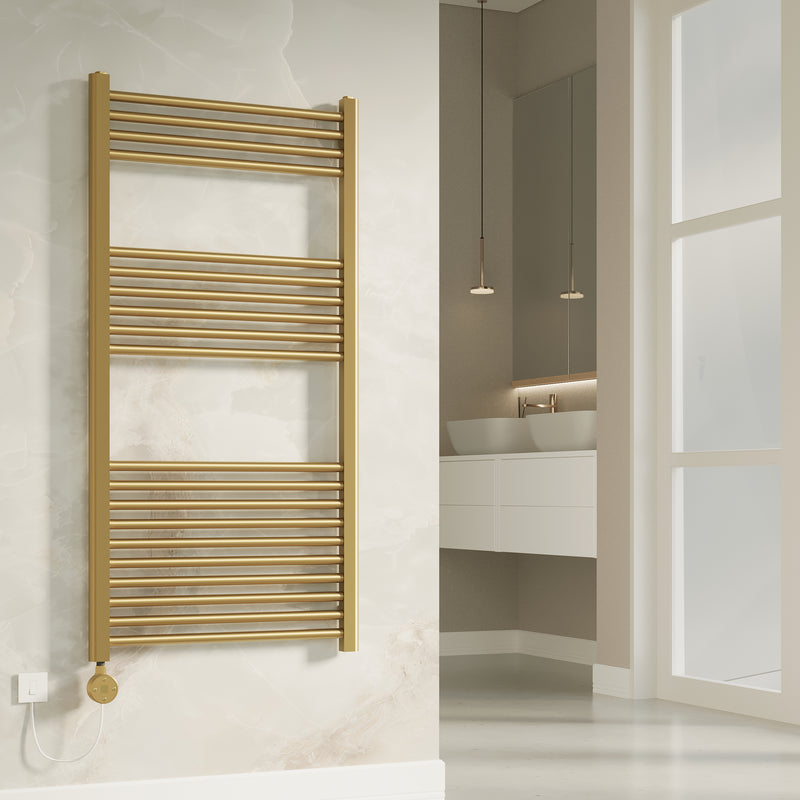 Banyetti Aureli Electric Ladder Towel Radiator - 1200 x 600mm Brushed Brass