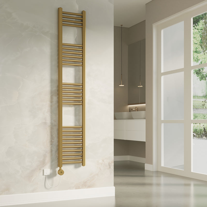 Banyetti Aureli Brushed Brass Electric Ladder Towel Rail Radiator - Various Sizes