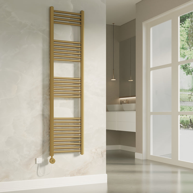 Banyetti Aureli Brushed Brass Electric Ladder Towel Rail Radiator - Various Sizes