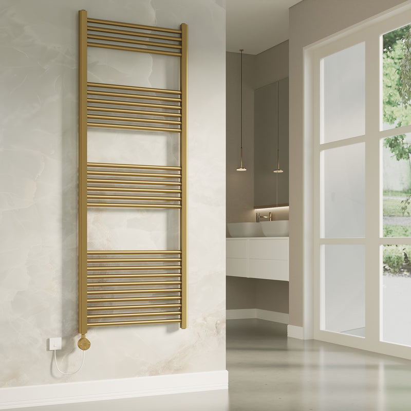 Banyetti Aureli Electric Ladder Towel Radiator - 1600 x 600mm Brushed Brass