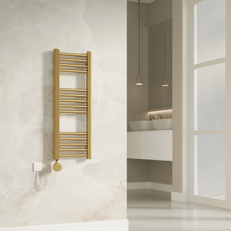 Banyetti Aureli Brushed Brass Electric Ladder Towel Rail Radiator - Various Sizes