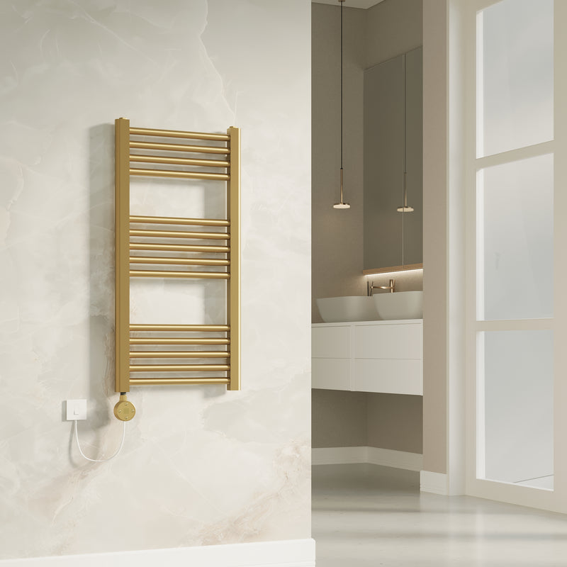Banyetti Aureli Brushed Brass Electric Ladder Towel Rail Radiator - Various Sizes
