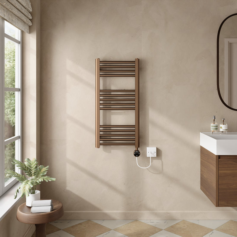 Banyetti Aureli Electric Ladder Towel Radiator - 800 x 400mm Brushed Bronze
