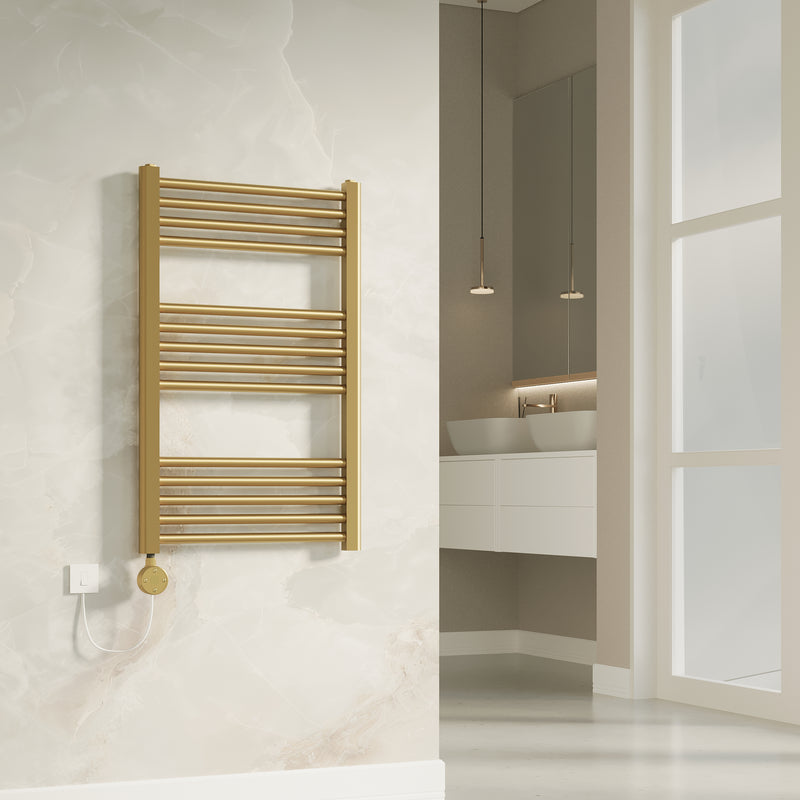 Banyetti Aureli Brushed Brass Electric Ladder Towel Rail Radiator - Various Sizes