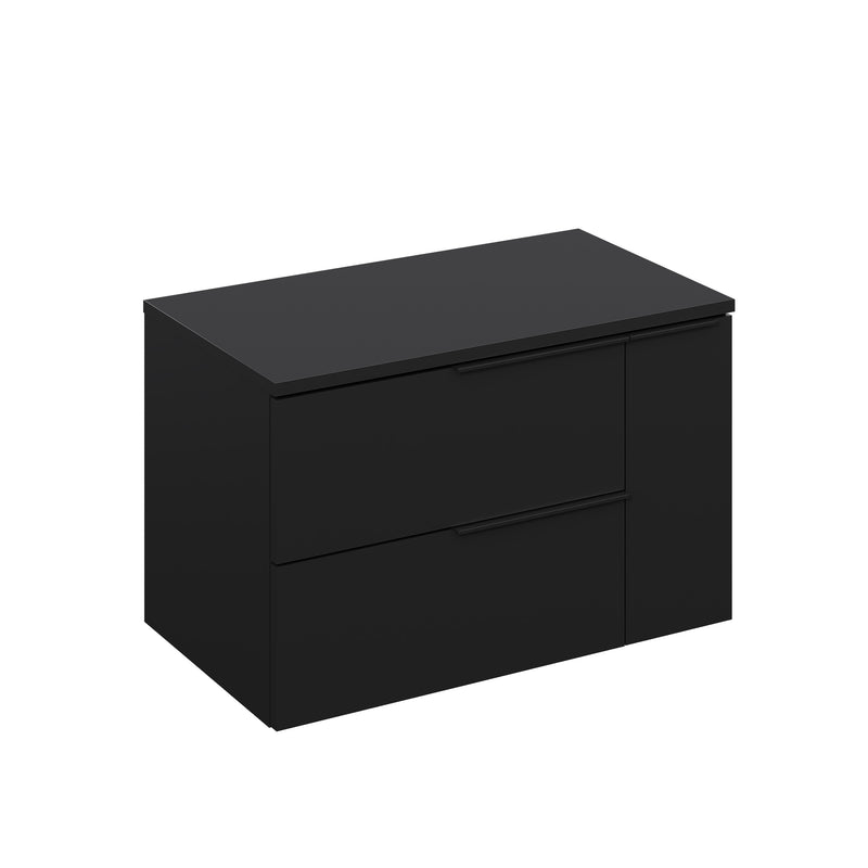 Banyetti Celtic Duo Wall Hung Vanity Unit with Matching Worktop - 800mm Matt Black