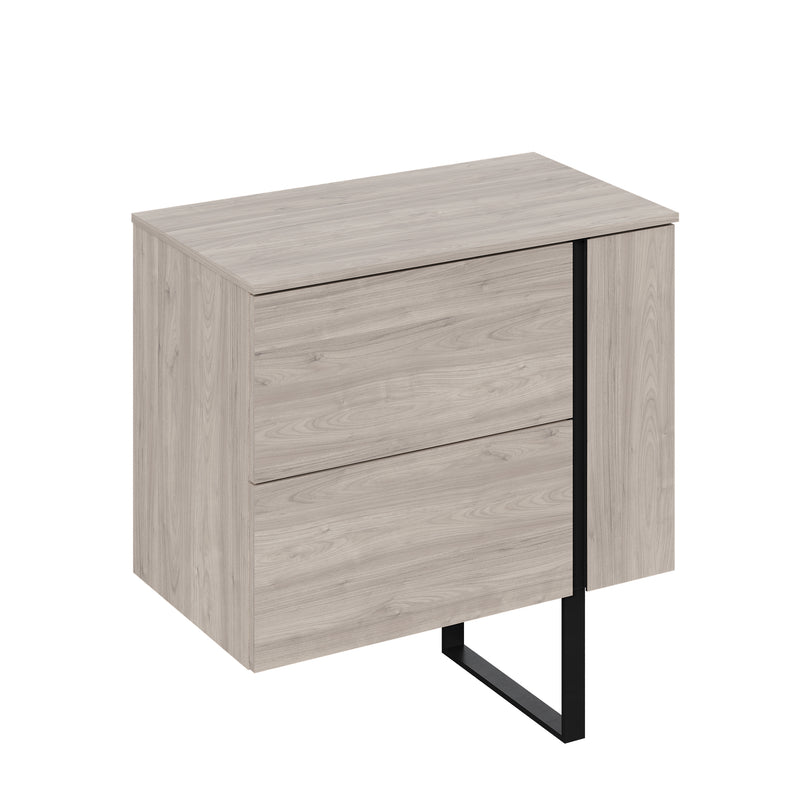 Banyetti Evora Iron Oak Wall Hung Vanity Unit with Matt Black Handles - Select Size