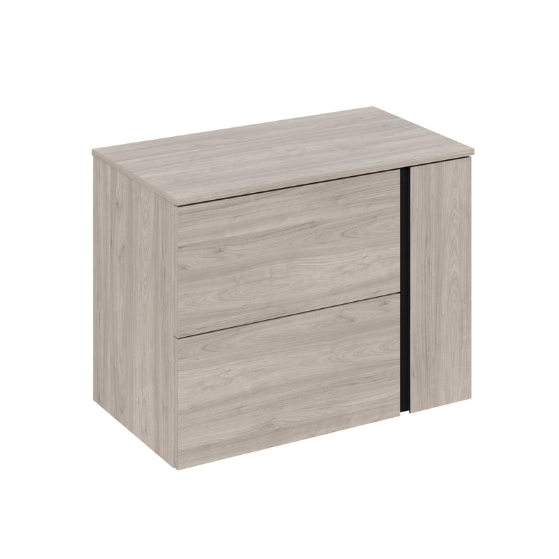 Banyetti Evora Iron Oak Wall Hung Vanity Unit with Matt Black Handles - Select Size