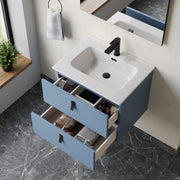 Wall hung vanity unit powder blue – variant size and compatibility shot showing 600 mm width option of Banyetti Invicta unit in powder blue