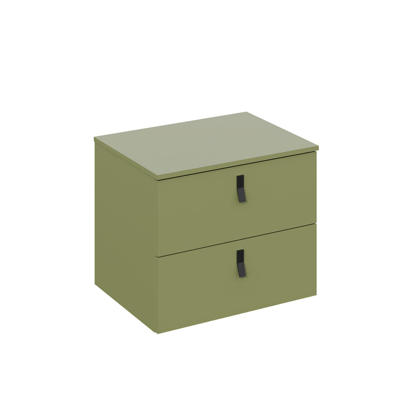Banyetti Invicta Sage Green Wall Hung Vanity Unit with Matt Black Handles - Select Size