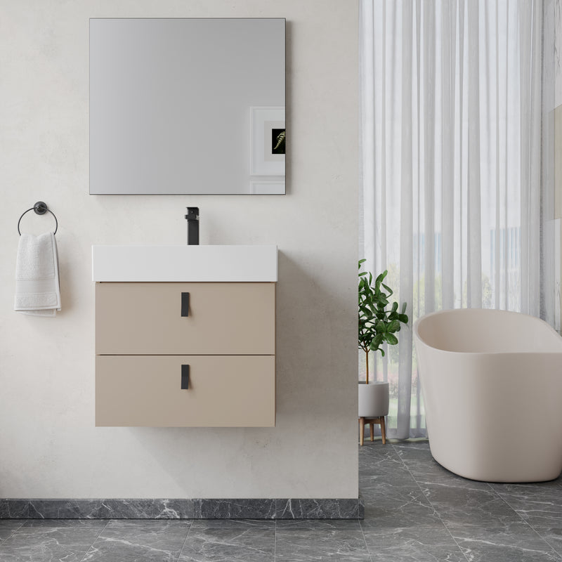 Banyetti Invicta Cashmere Wall Hung Vanity Unit with Matt Black Handles - Select Size