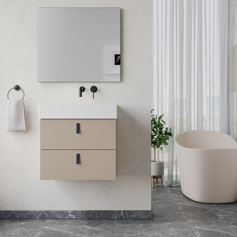 Banyetti Invicta Cashmere Wall Hung Vanity Unit with Matt Black Handles - Select Size