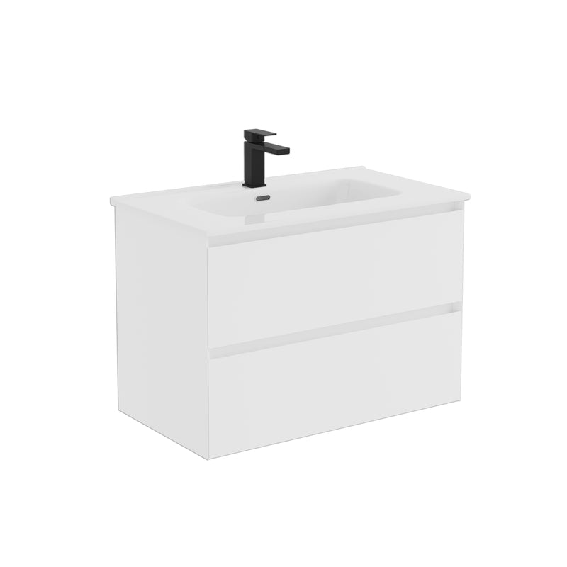 Banyetti Kameo Wall Hung 2 Drawer Vanity Unit with Athena Basin - 800mm Matt White