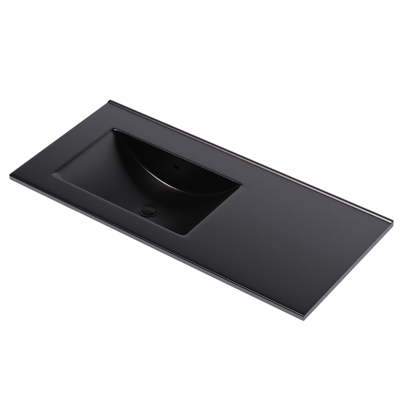 Banyetti Celtic Duo Wall Hung Vanity Unit with Black Lira Offset No Tap Hole Basin - 1000mm Ostippo Oak