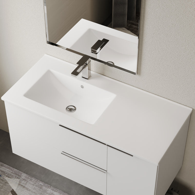 Banyetti Lira Porcelain Basin Offset Sink - Gloss White