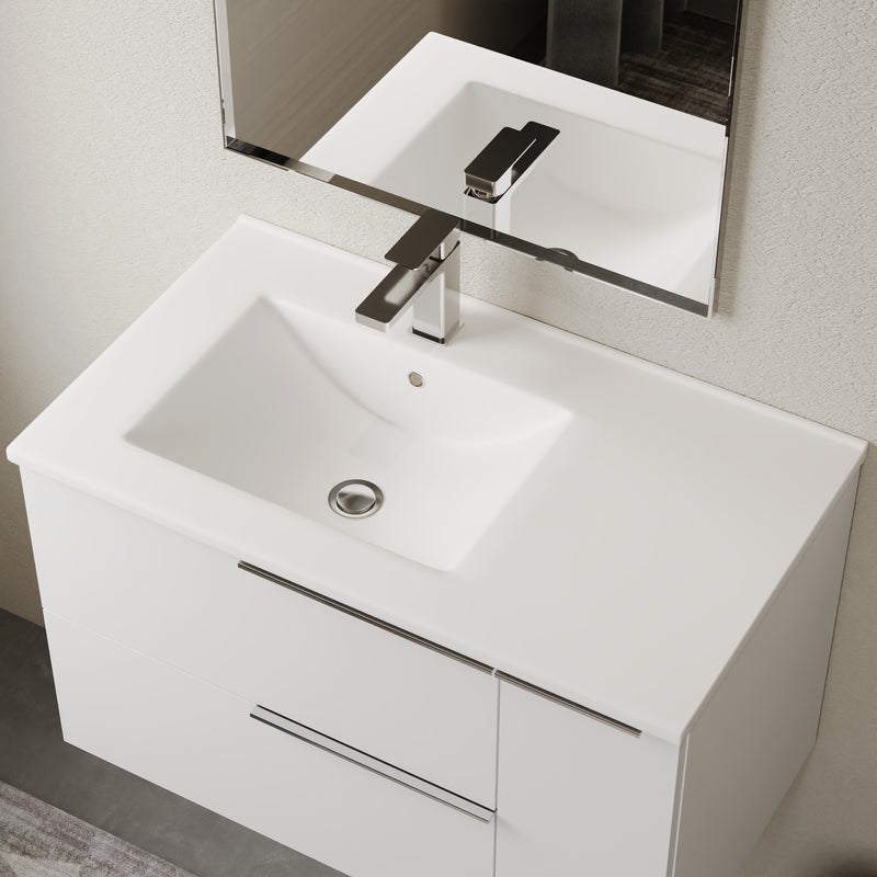 Banyetti Lira Porcelain Basin Offset Sink - Gloss White