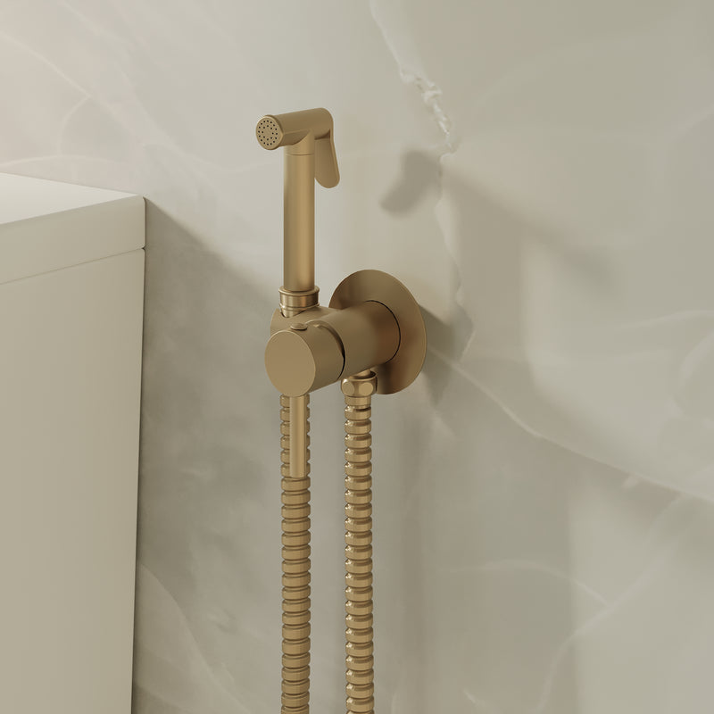 Banyetti Luca Round Concealed Thermostatic Douche Kit - Brushed Brass