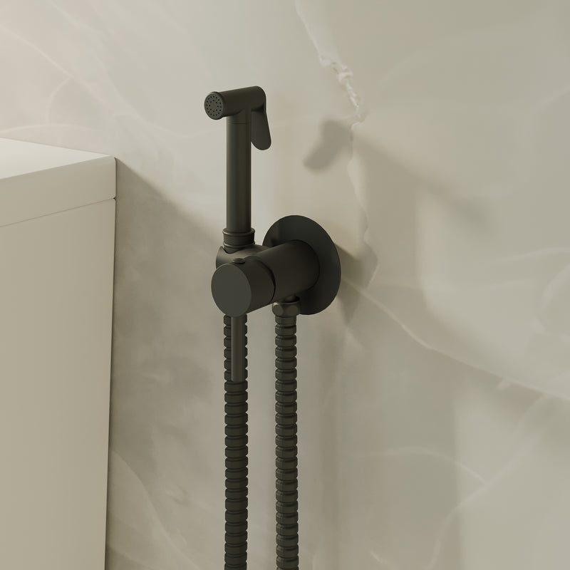 Banyetti Luca Round Concealed Thermostatic Douche Kit - Matt Black