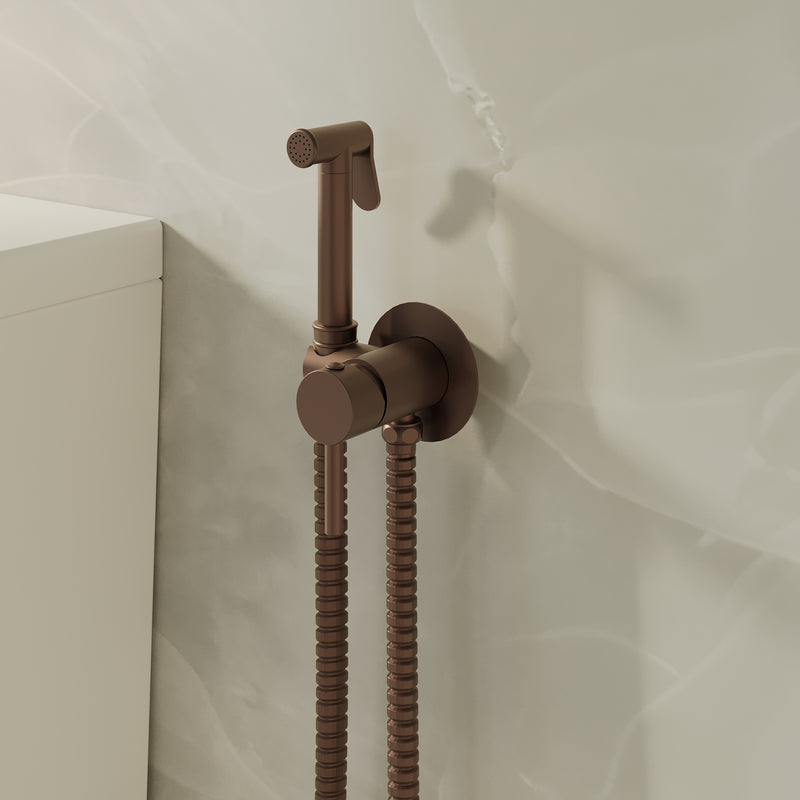 Banyetti Luca Round Concealed Thermostatic Douche Kit - Brushed Bronze