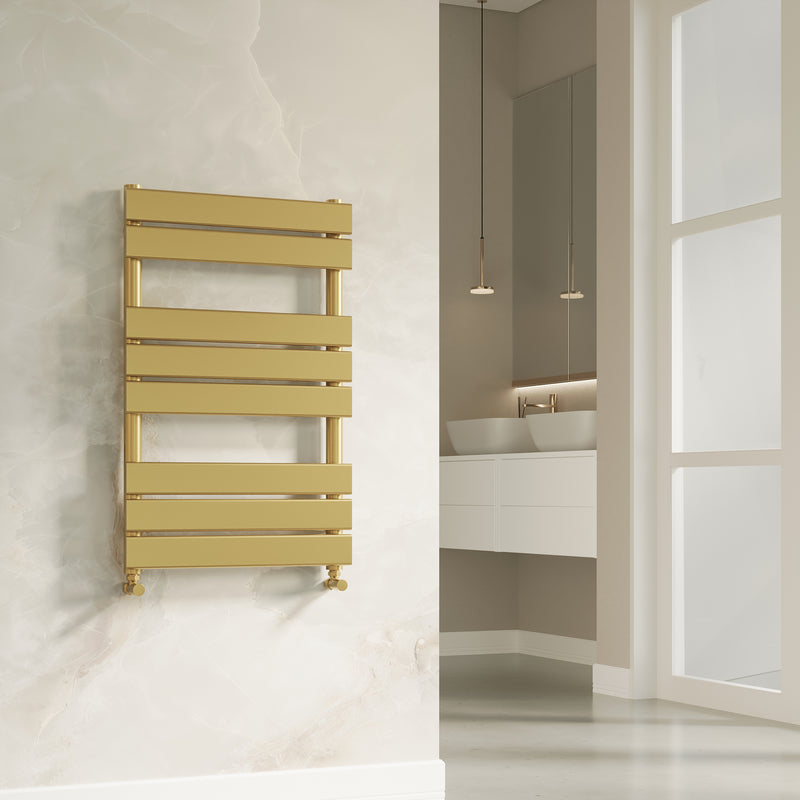 Banyetti Luxe Brushed Brass Flat Tube Towel Radiator - Various Sizes