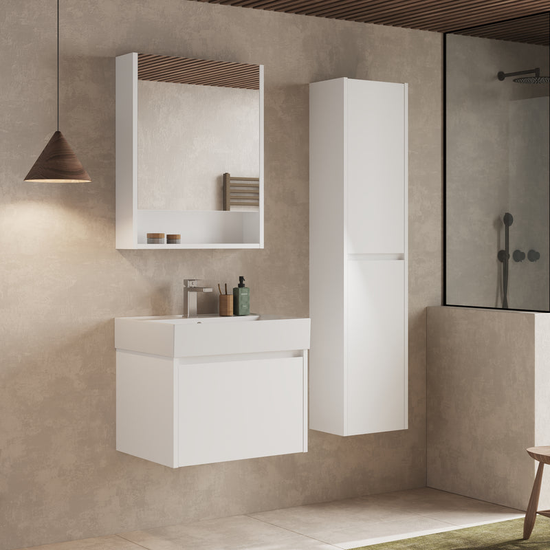 Banyetti Mino Gloss White 1 Drawer Wall Hung Vanity Unit – Select Size