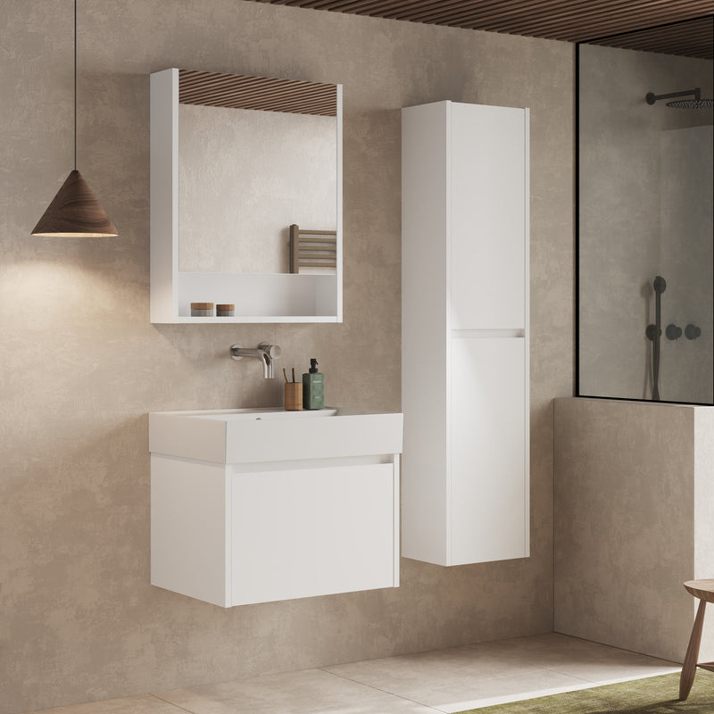 Banyetti Mino Gloss White 1 Drawer Wall Hung Vanity Unit – Select Size