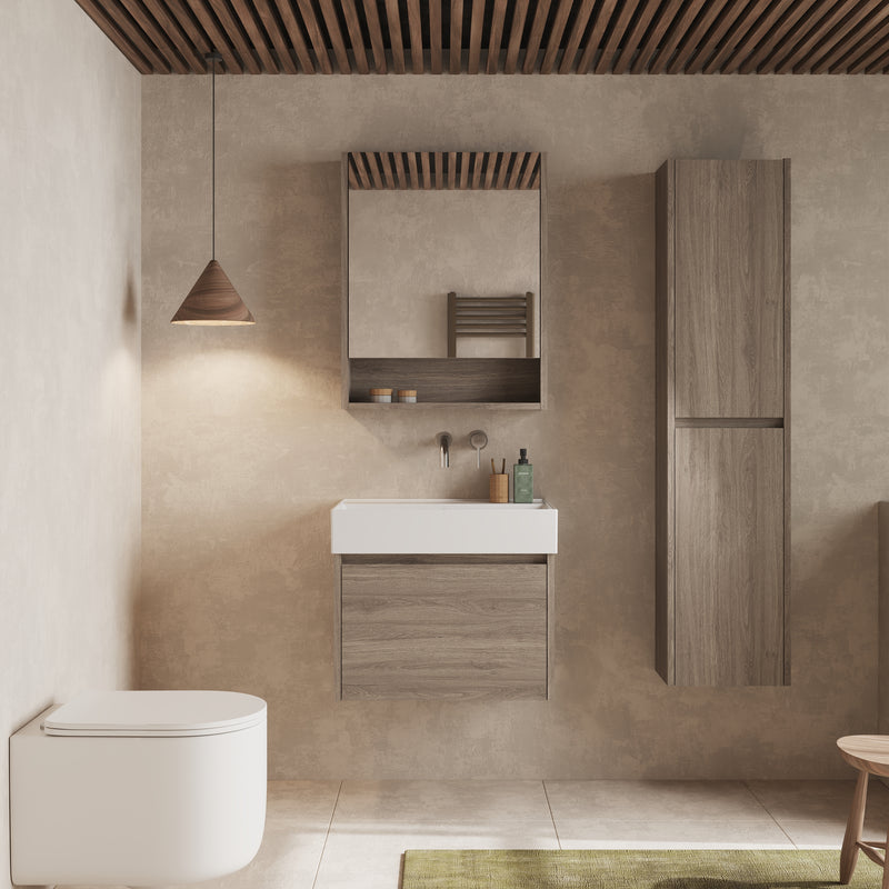 Banyetti Mino Nebraska Oak 1 Drawer Wall Hung Vanity Unit – Select Size