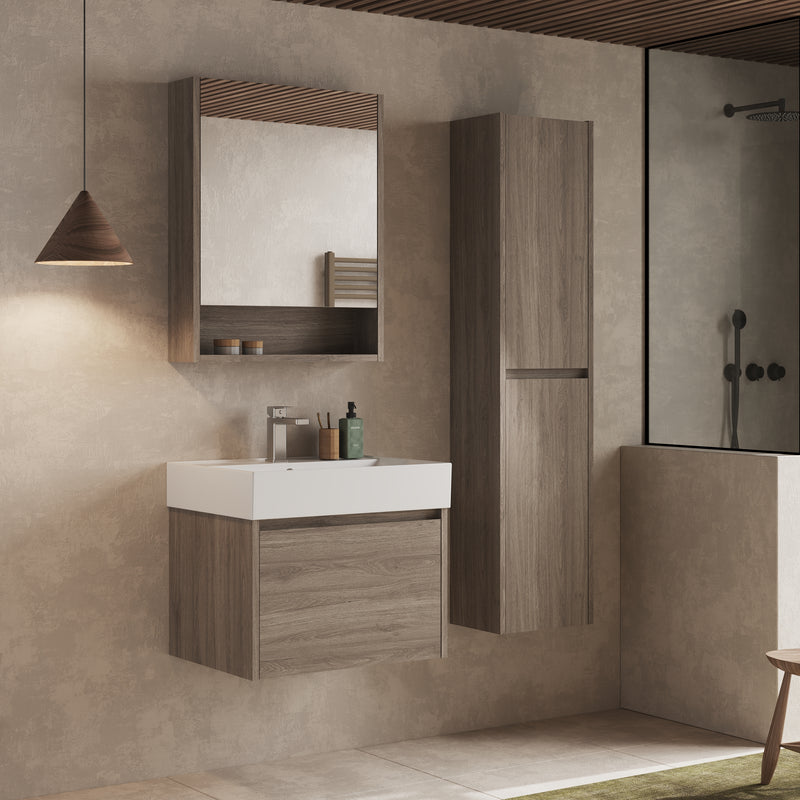 Banyetti Mino Nebraska Oak 1 Drawer Wall Hung Vanity Unit – Select Size