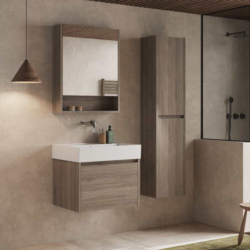 Banyetti Mino Nebraska Oak 1 Drawer Wall Hung Vanity Unit – Select Size