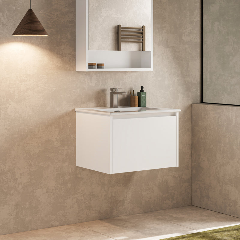 Banyetti Mino Gloss White 1 Drawer Wall Hung Vanity Unit – Select Size